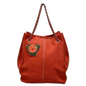 Auth CHANEL - Red Matte Calfskin Women's Tote Bag